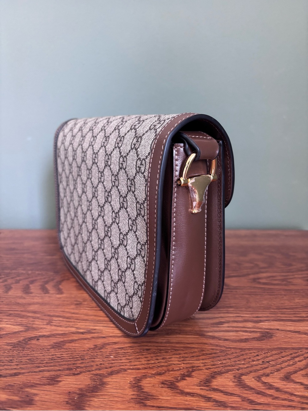 Gucci Beige GG Supreme Canvas Crossbody with Brown Leather Trim - Picture 4 of 12